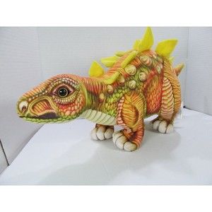 Real Planet Plush Dinosaur Stegosaurus Orange Yellow 17” Dino Realistic